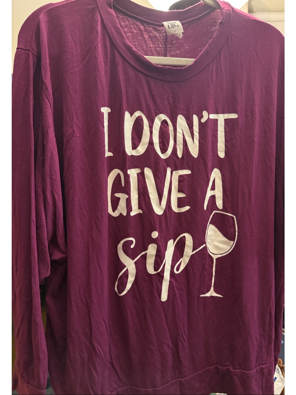 Love Magenta Long-Sleeve Graphic Tee - "I DON'T GIVE A sip"